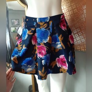 Forever 21 Dark Floral Pleated Mini Skirt